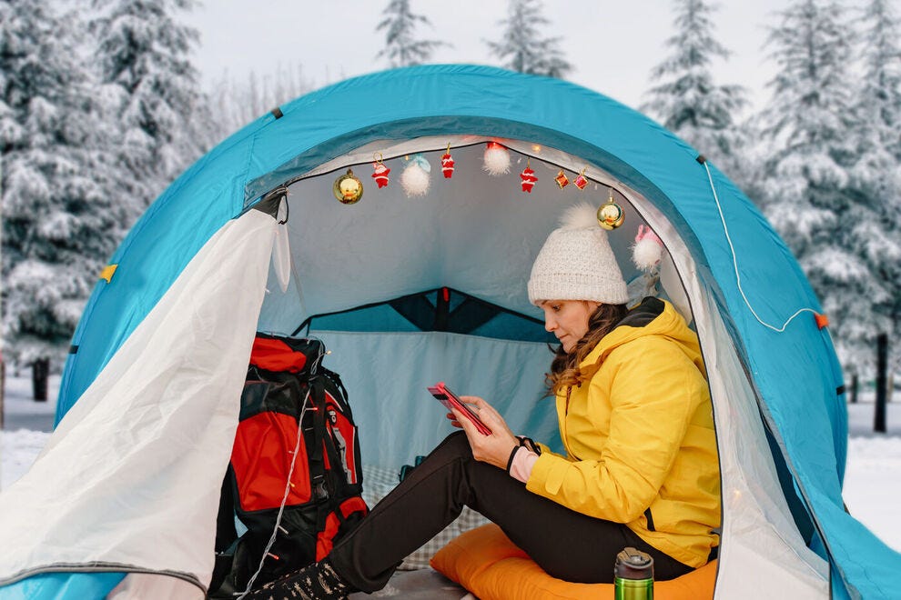 Staying cozy in a tent