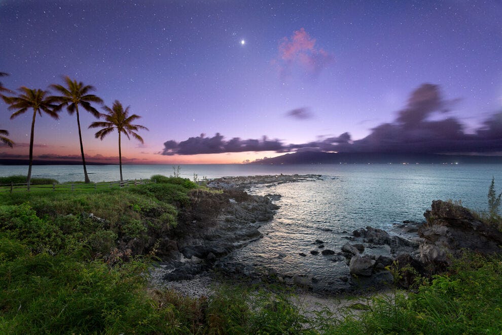 Starry night sky in Maui