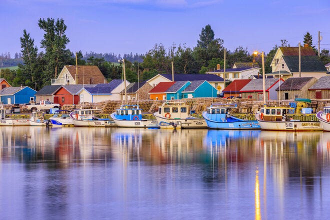 A colorful harbor view of Prince Edward Island, Canada