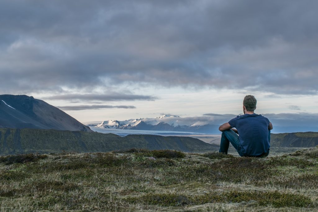 Man looking out at scenery