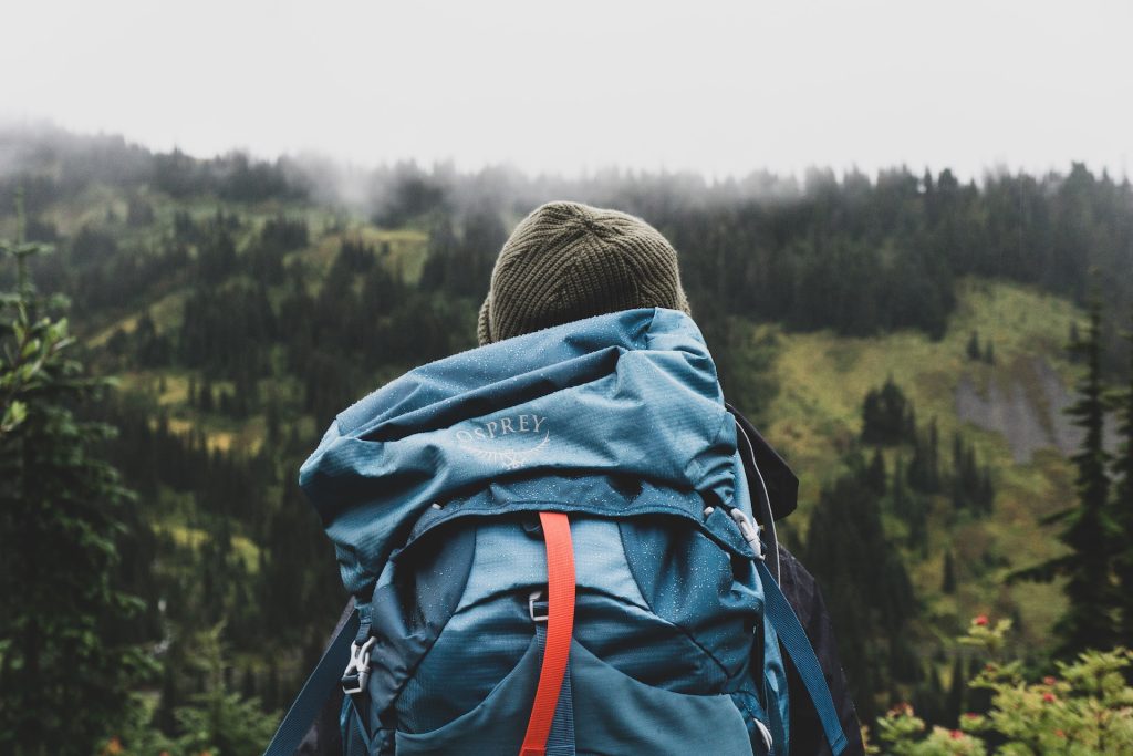 Woman backpacking in Mount Rainier National Park