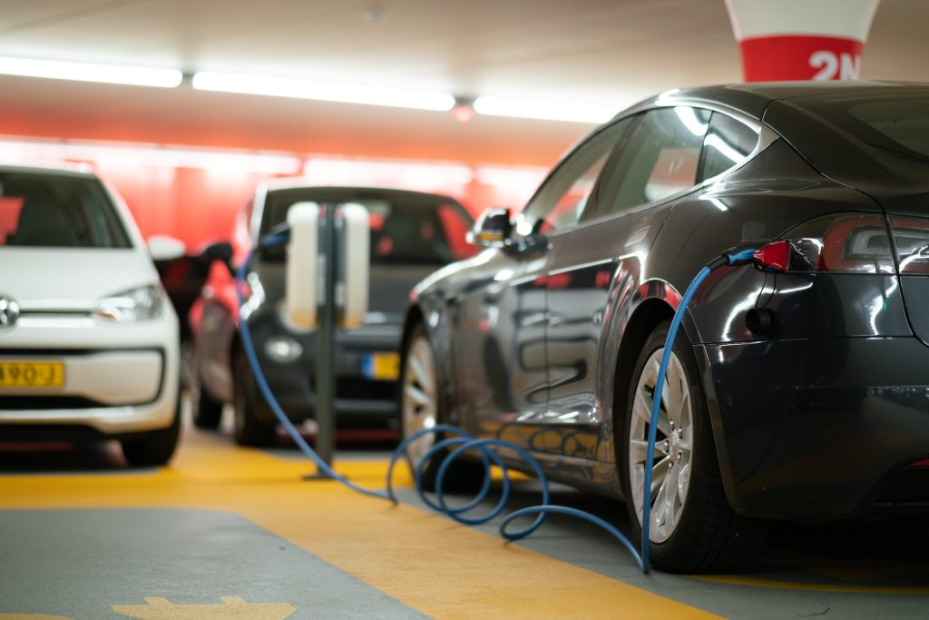 Electric vehicle charging in a parking garage