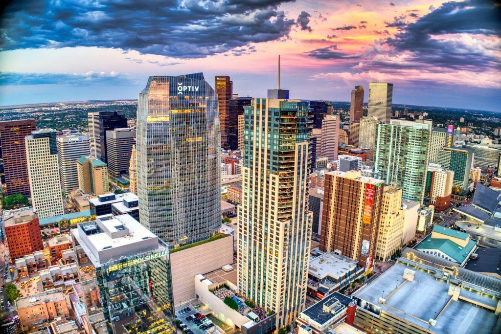 Downtown Denver at sunset